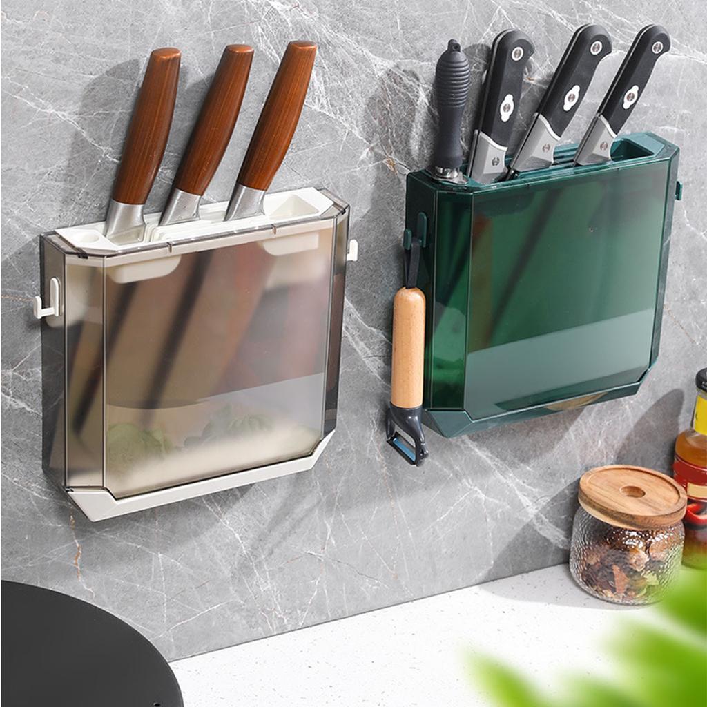 Kitchen Knife Holder Transparent PET Wall Mounted Storage Block Tools Hanging Rack Holder Shelf