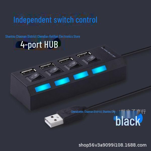 

7-портовый USB-концентратор-разветвитель с независимыми переключателями и 4-портовый высокоскоростной расширитель Light Hub 4 ports чёрный