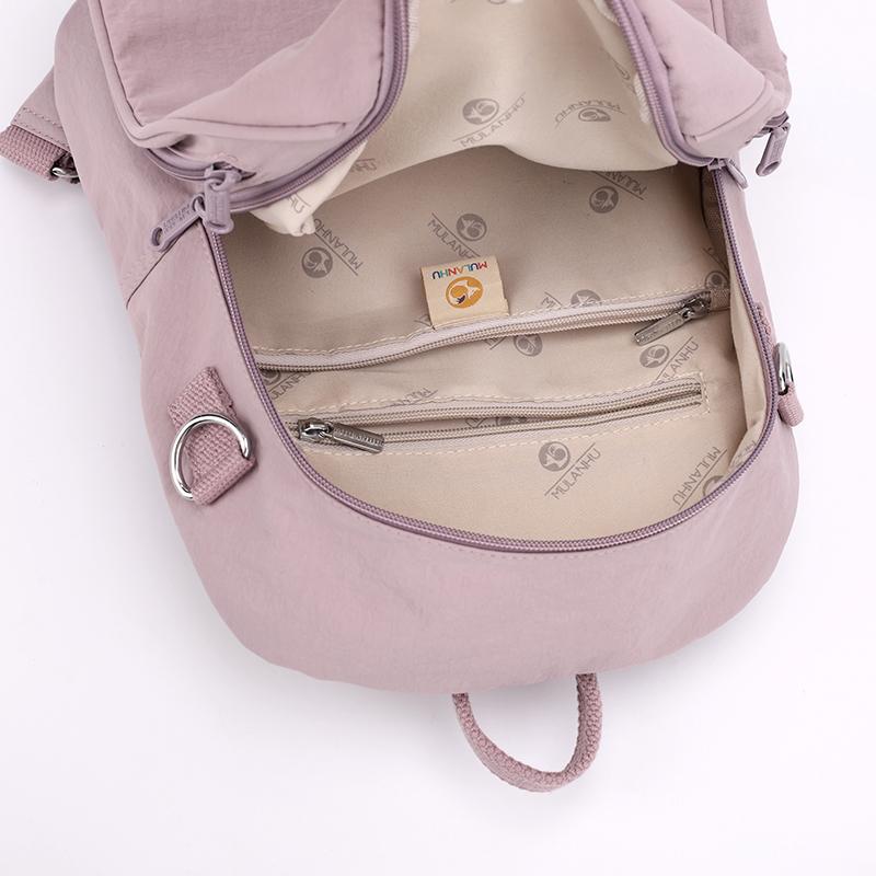 Einfarbiger Damenrucksack Große Kapazität Reiserucksack Leichte Nylontasche