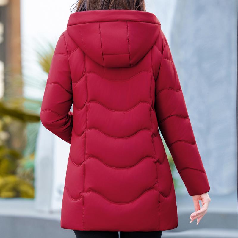 Módní zimní bundy dámské parky s kapucí volné silné teplé dámské dlouhé kabáty