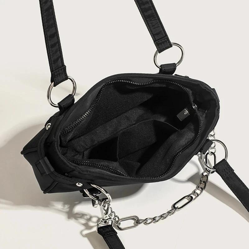 Fashi Design Gothic Chain Ladies Underarm Bag Sweet Cool Y2k Women Square Shoulder Bags Black Pop Female Tote Handbag Purse