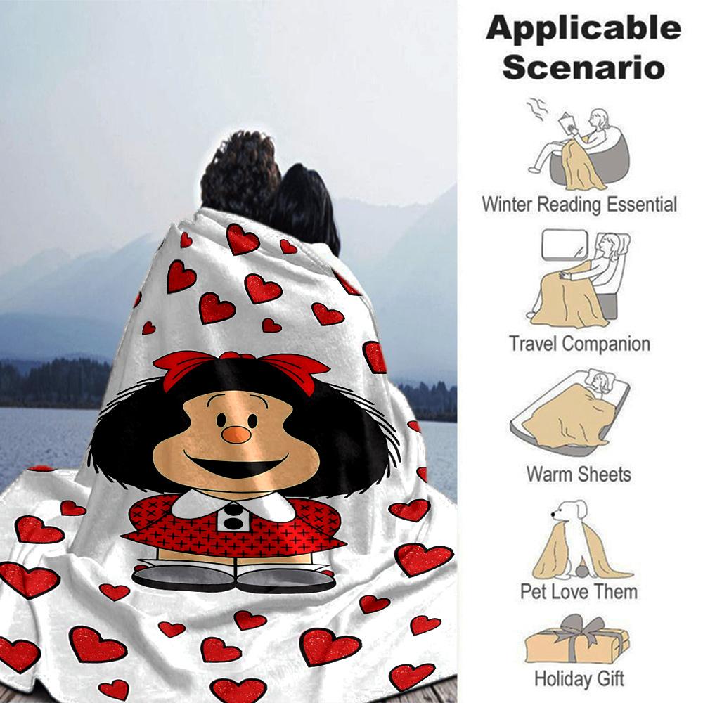 Mafaldas Herzliches Abenteuer Flanelldecke Super Weich Warm Gemütlich Decke Für Sofa Bett Büro Reisen Ganzjahres Wohnkultur Geschenk