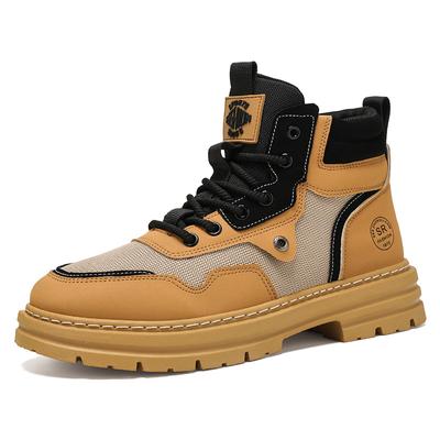 Fashion High Top 2024 Street Boots Mens Leather Shoes Fashion Motorcycle Ankle Boots for Men Winter Boots Man Shoes Lace-Up Botas Hombre