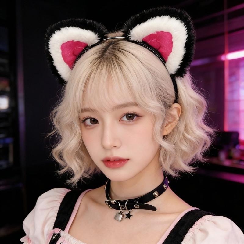 Handcraft Plush Tigers Ears Headband Faux Furs Tail for Halloween Cosplay Party Costume Accessories for Kids Adults