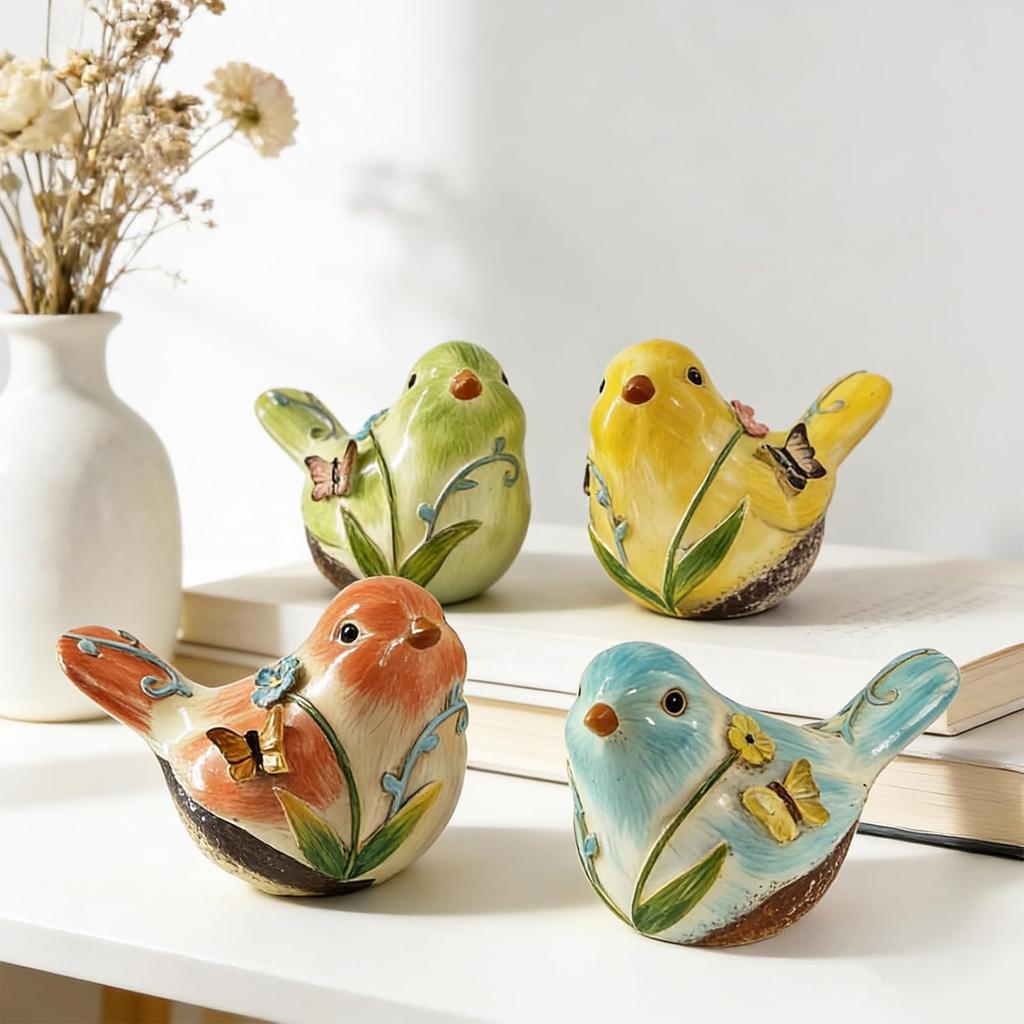 Skurrile Cottagecore Vogelfigur Handbemaltes Niedliches Vogelornament Harz-Vogelfigur für Regal Zuhause Wohnzimmer Tischplatte