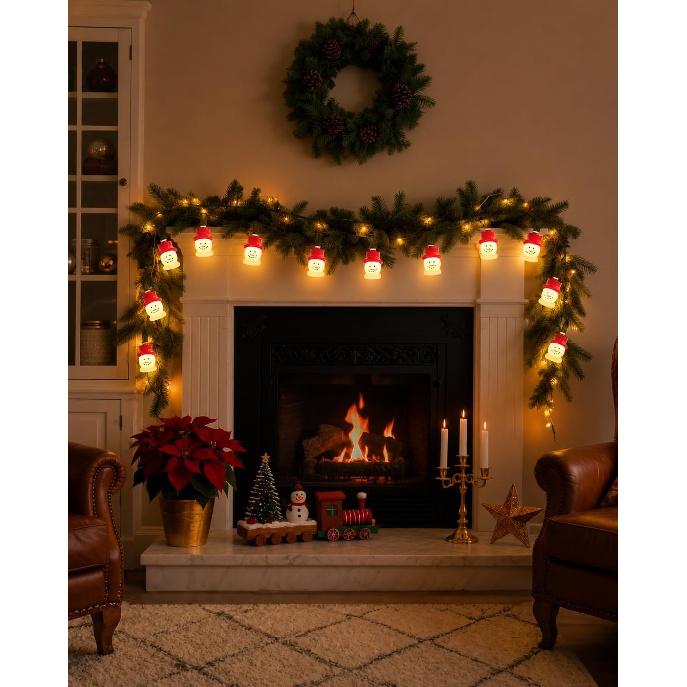 10.5FT Christmas Snowman Lights, 10 Ultra Bright E12 Snowman Lights