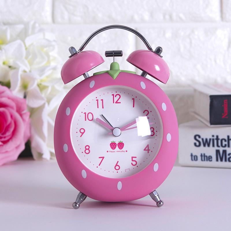 

Клубничный маленький будильник для детской комнаты девочки, студенческий, самодисциплинированный, милый, прикроватный для принцессы