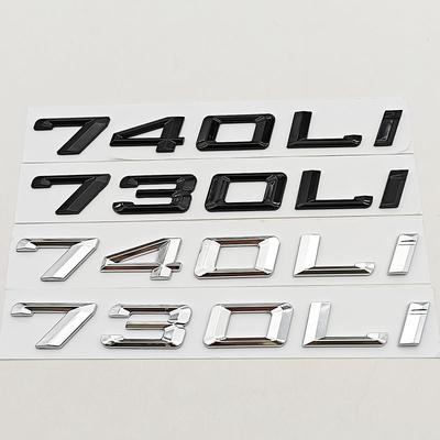 3D ABS Chrome Black Car Letters Logo 730Li 740Li Emblem Sticker Rear Trunk Badge For 7 Series 730Li 740Li Auto Accessories
