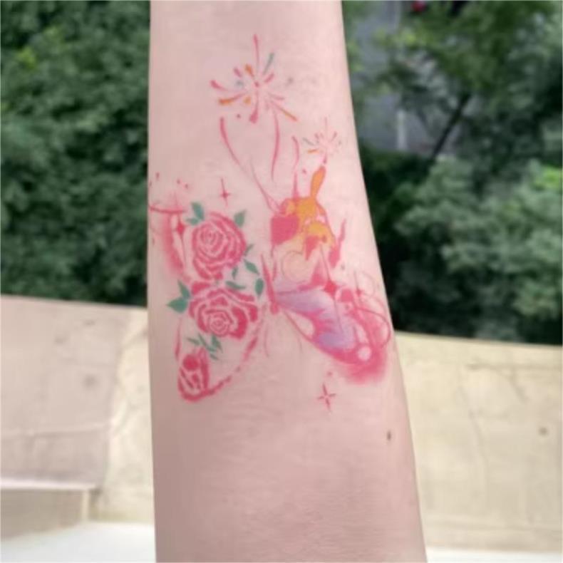 Butterfly Colorful Tattoo Sticker For Kids Womens Body Collarbone Arm Art Temporary Tattoo Waterproof Butterfly Sexy Sticker