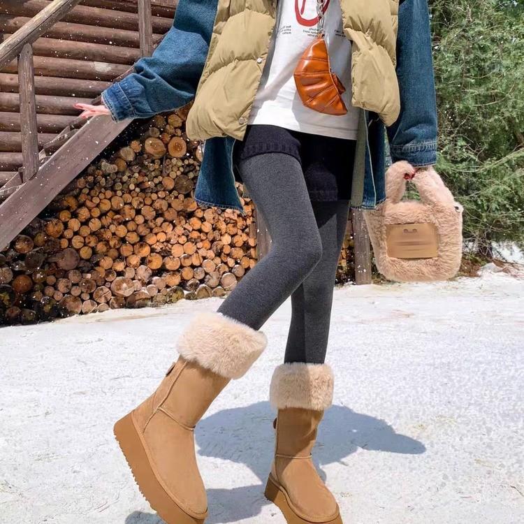 Women's Fur Integrated Thick Bottom Winter Fur Mouth Lightweight Warm Snow Boots Non-slip Wear Casual Sports High Cotton Boots