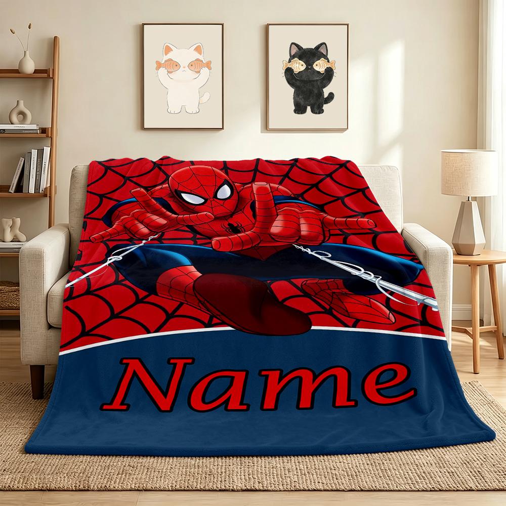Custom Name Spider-Man Adventures Flannel Blanket Throw Blanket Soft Warm Sofa Bed Decor Unique Gift