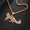 Hot Selling Stainless Steel Cross Chain Animal Pendant Pendant Personalized Domineering Cat Necklace