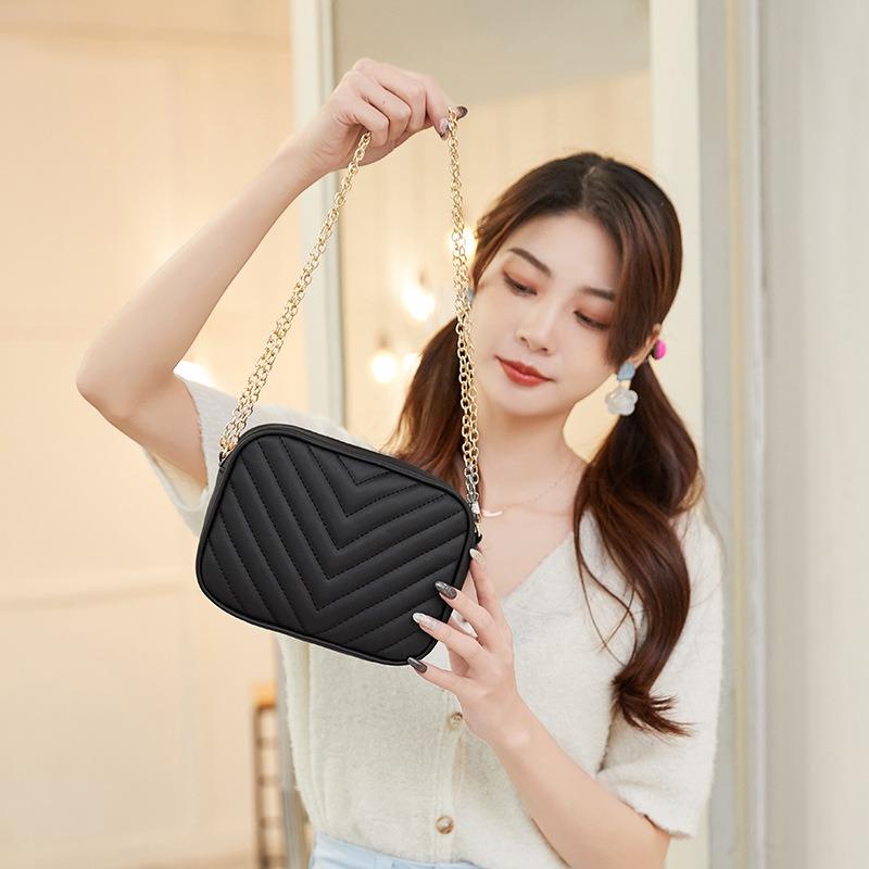 Small bag chain shoulder crossbody camera bag striped change mobile phone women's bag