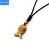 Niche unique design natural agate stone fish pendant crystal braided necklace jewelry