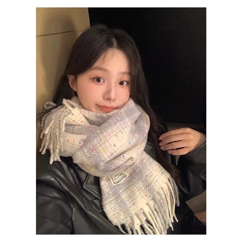Tonglu Scarf Women's Houndstooth Shawl Dual-purpose Korean Version Versatile Warm New Winter Senior Student Scarf