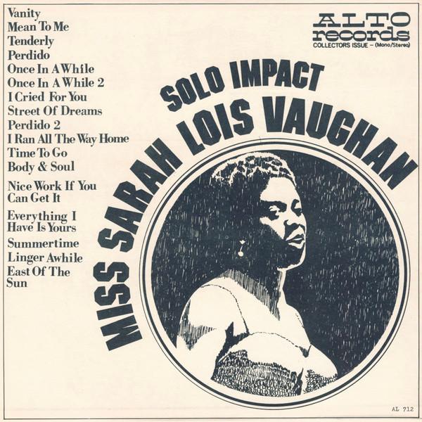 LP Record SARAH VAUGHAN  Solo Impact AL712 ALTO US Jazz Used