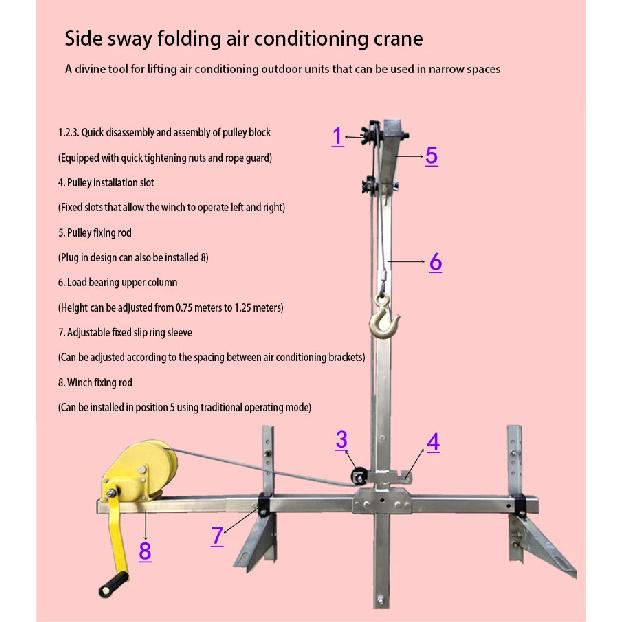 10/25m Air Conditioning Lifting Tool Folding Crane Lifting Bracket Manual Winch Assembly Air Conditioner Lifting Machine