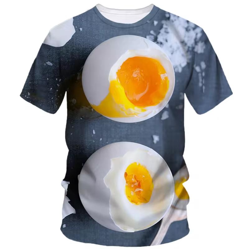 Funny Egg Pattern T-shirts 3D Printing Food Short Sleeve Round Neck Cool Design Men's T-shirts
