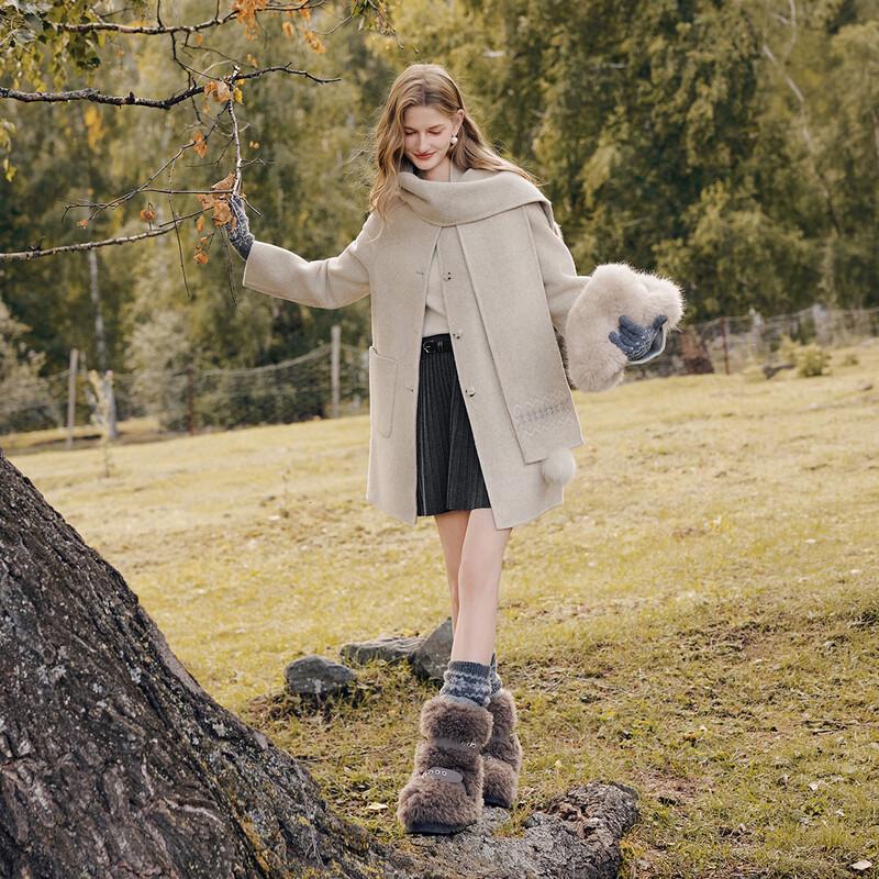 Xiangying 100% Wool Double-Sided Mid-Length Coat