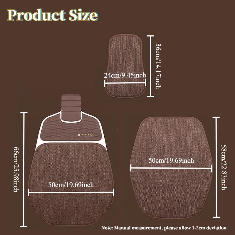 Breathable Linen-Textured Car Seat Cushions (Front Row) - Premium Tight-Weave Fabric for All-Season Comfort | Universal Fit