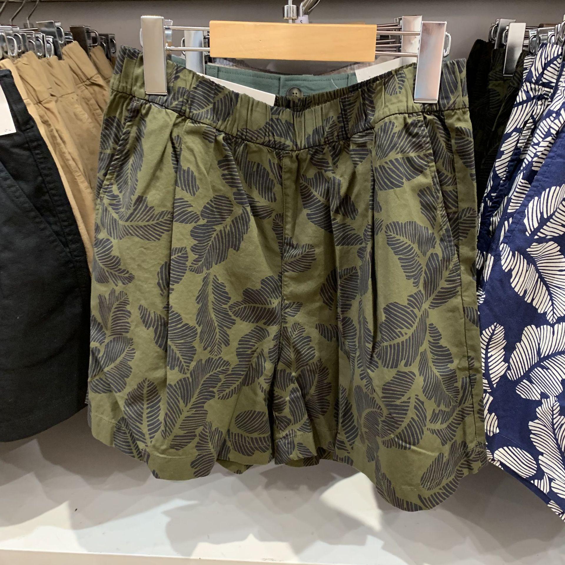 

Женские хлопковые шорты с принтом на резинке - Повседневная домашняя и уличная одежда, Новая коллекция Весна/Лето 2025 Small глубокий/оливковый