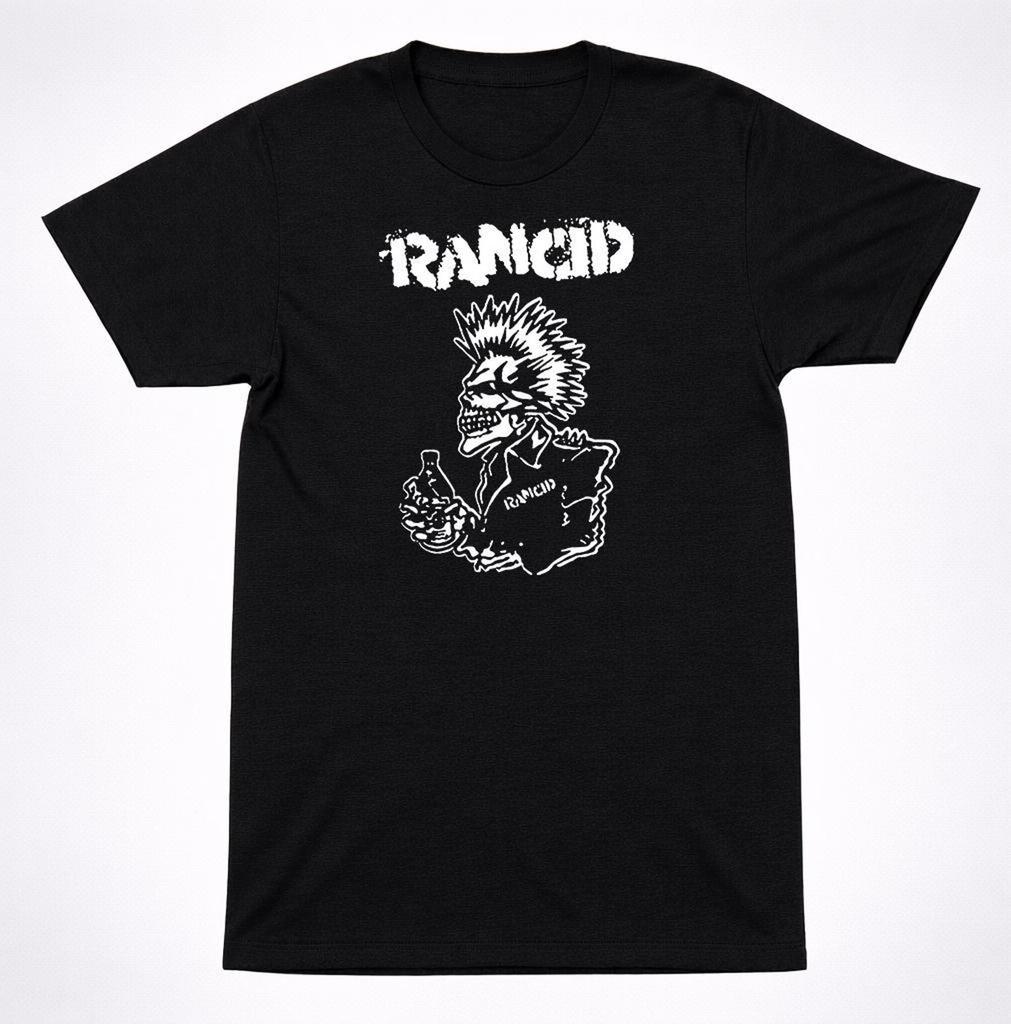 Rancid Skeleton Mohawk Beer Graphic Black T-Shirt Street Punk Band Tee