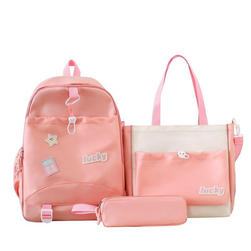 

Набор из трех предметов: Рюкзак, школьная сумка для учеников начальной школы, детский рюкзак в стиле колледжа, многофункциональный рюкзак большой вместимости розовый