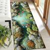 Garden Koi Fish Print Runner Rug Green Zen Pathway Floor Mat Stone Stepping Daisy Floral Design Hallway Carpet for Hallway