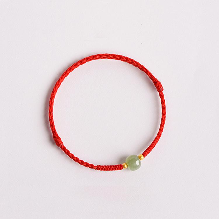 Natal Year Red Rope Bracelet Imitation Hetian Jade Female Transfer Bead Woven Hand Rope