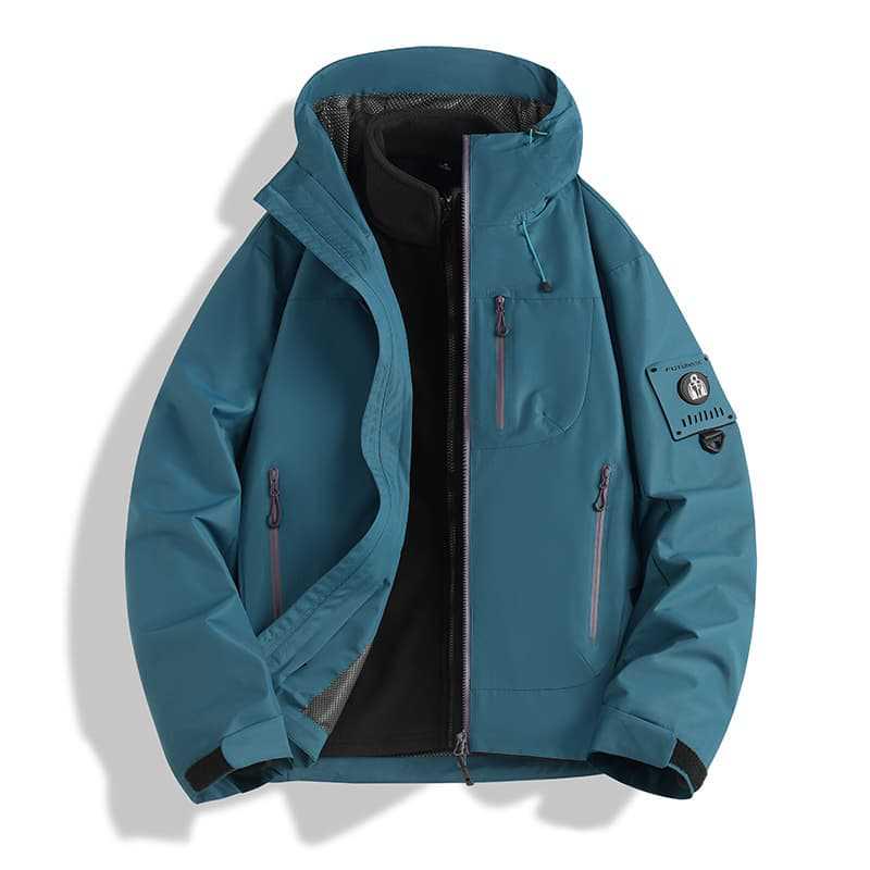 

Custom Logo Outdoor Fleece Liner Windbreaker: Three-in-One Mountaineering, Sports, and Workwear Jacket Large