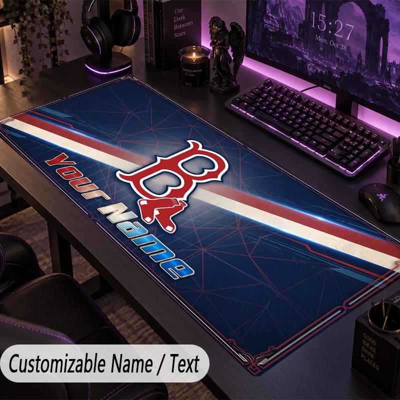 Large Mouse PadBoston Red Sox Custom Name Text Personalized Desk Mat Non Slip Gaming Pad