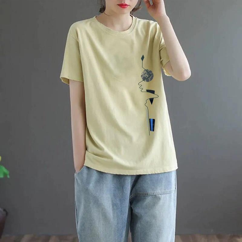 Short Sleeved T-shirt Women's Summer Solid Color Top 2025 Loose Plus Size Women's Half Sleeved