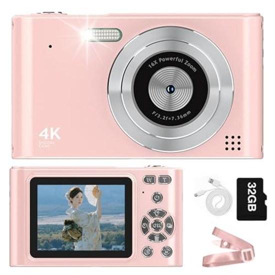 Digital camera digicamera 48 million pixels 1080P video recording 16x zoom image stabilization self-timer suitable school trips beginner-friendly 32G