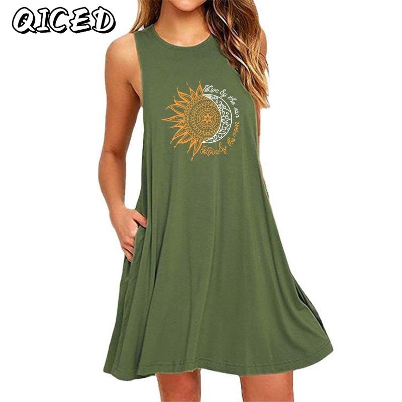 QICED Abiti Casual Senza Maniche con Scollo a V per Estate e Primavera