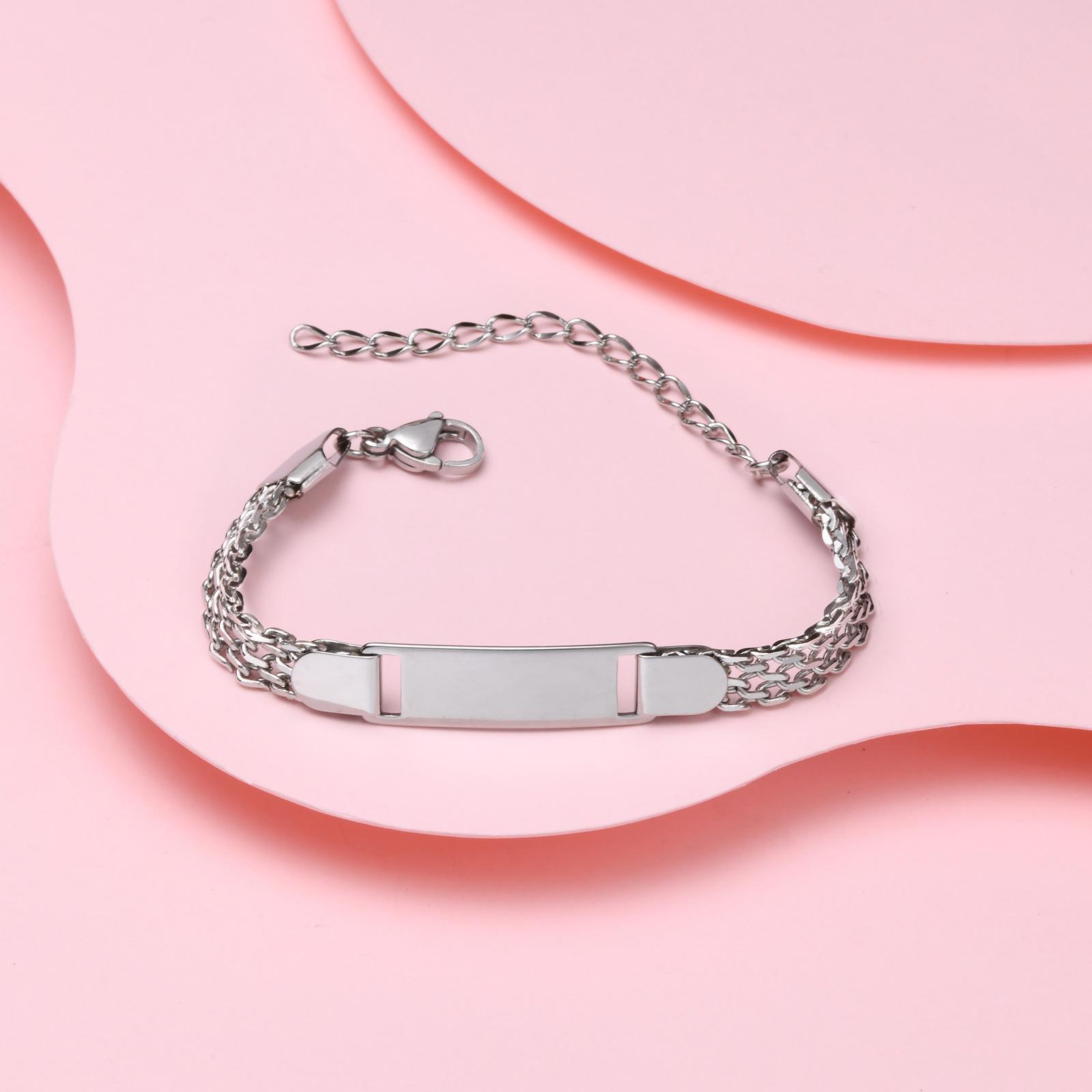 

Personalized Bracelet for Girl Boy , Adjustable Chain Custom Name Birthdate Stainless Steel ID Bracelets Not Fade Nickel Free 12cm-15cm