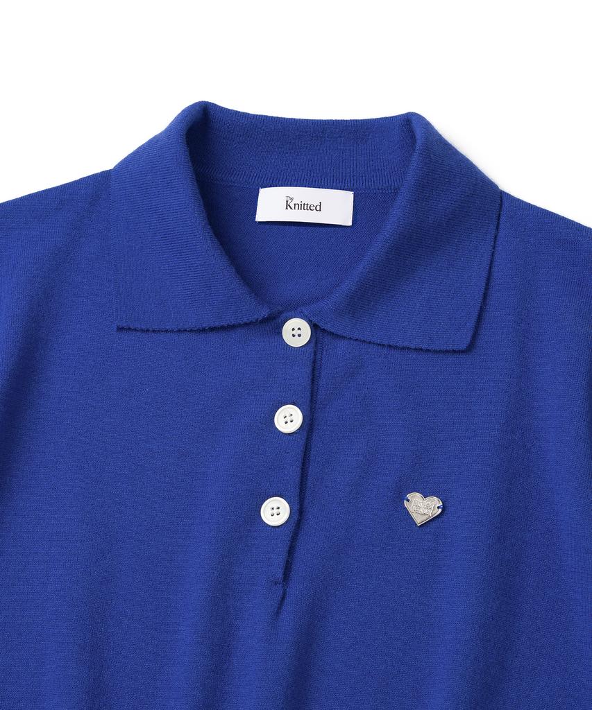 KNITTED (W) Basic Essential Washable Collared Knit Cobalt Blue