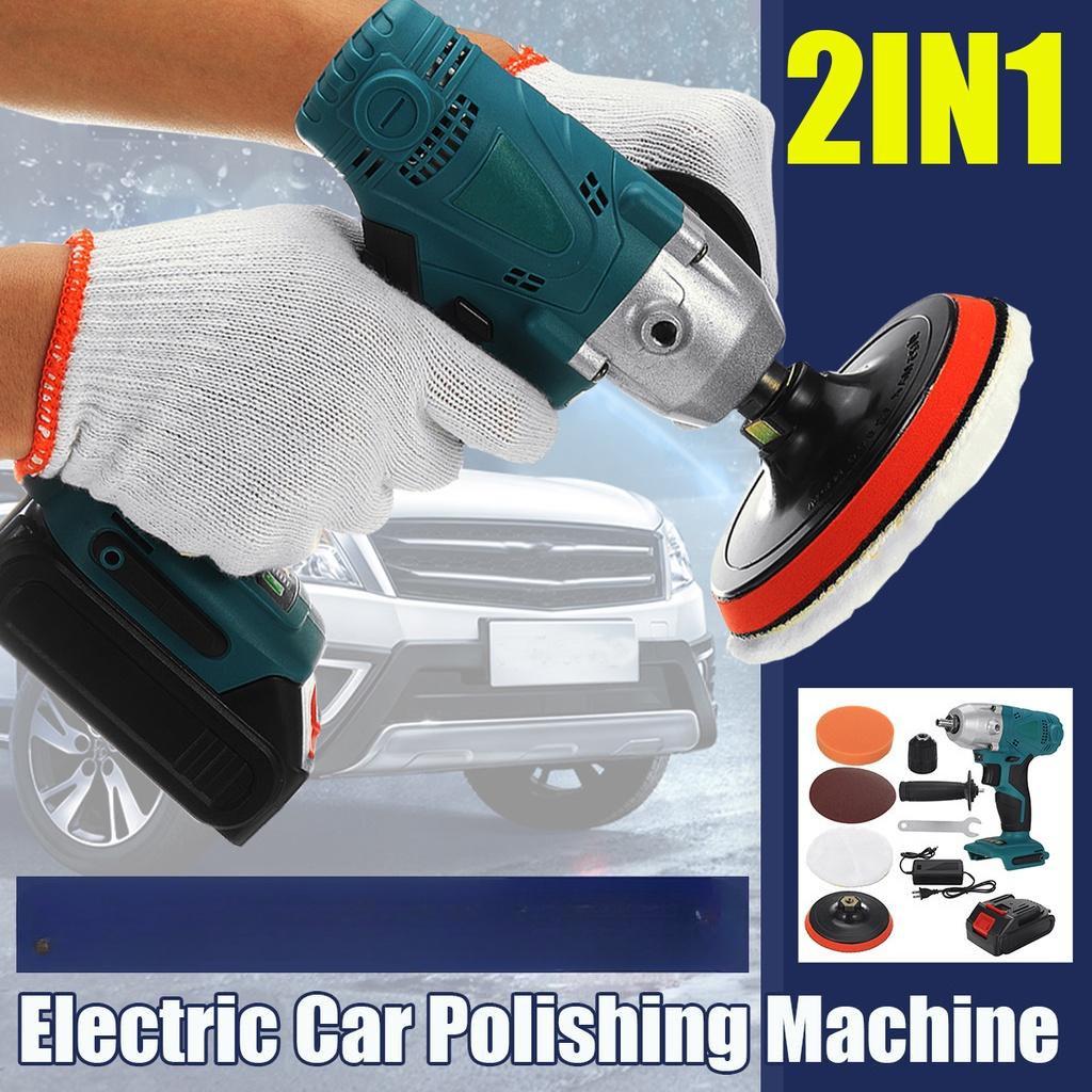2-IN-1 2800rpm Car Polisher 5" Polishing Pads Electric Drill Driver Kit for 18V Battery Cordless Electric Polishing Machine