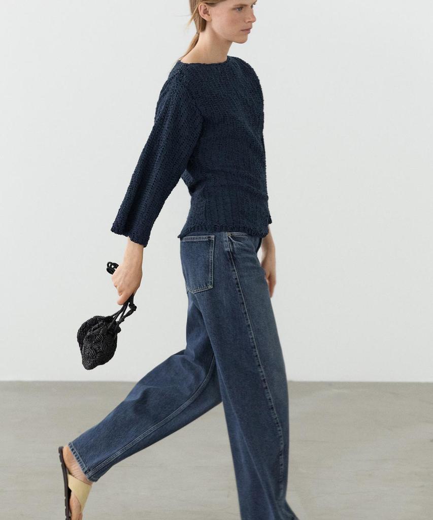 Masimodutti Cotton Blend Textured Knit Sweater