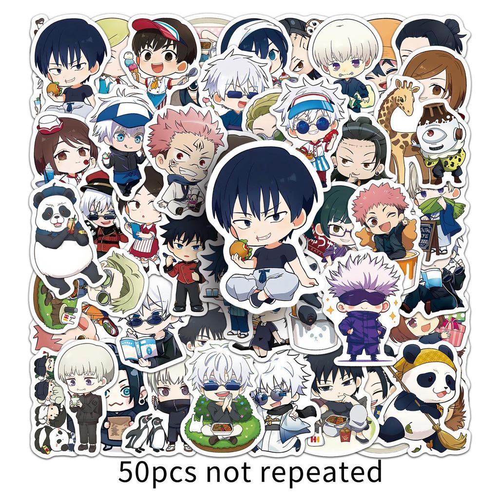 50 Jujutsu Kaisen Anime Stickers: Cartoon Collection for DIY, Storage Box, and Refrigerator Decor