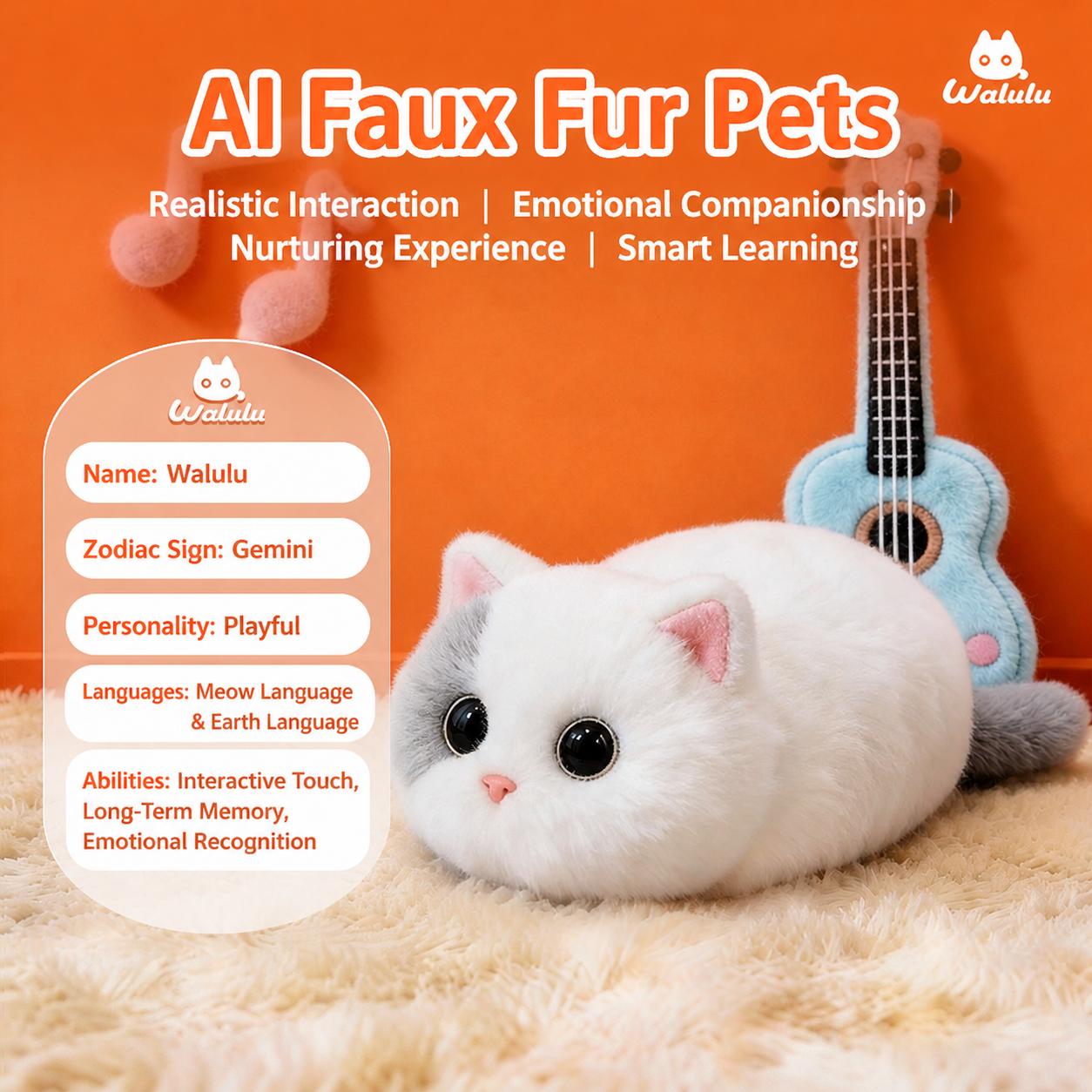 Interactive Cat Toy Custom AI Electronic Plush Soft Talking Cat for Kids Christmas Gift Market Supplier WLC-1~8 белый