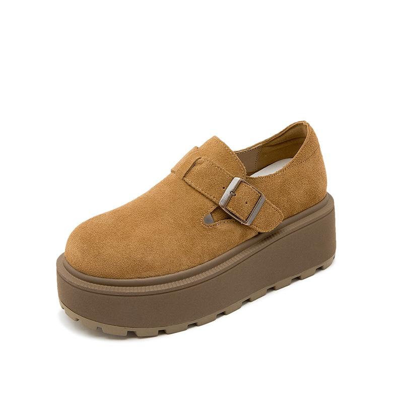 Rudens jauni viss iekļauts retro mokasīni ikdienas vienas kurpes platformas paaugstinātas kurpes ādas iekšpuse paaugstinātas Boken sieviešu kurpes