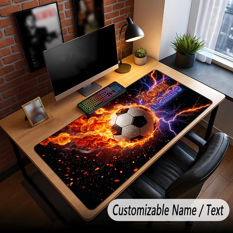 Soccer Theme Custom Mouse Pad Personalized With Name Text Customized Desk Mat For Office Home Decor