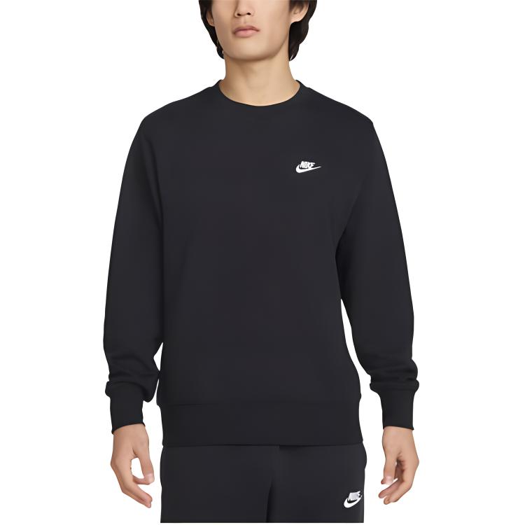 Nike Club Casual Simple Round Neck Pullover Sweatshirt Men sweatshirt Black FN3889010