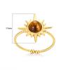 Retro Temperament Stainless Steel Gold Color Sun Flowers Adjustable Opening Rings for Women Finger Charm Jewelry Accessory Gift