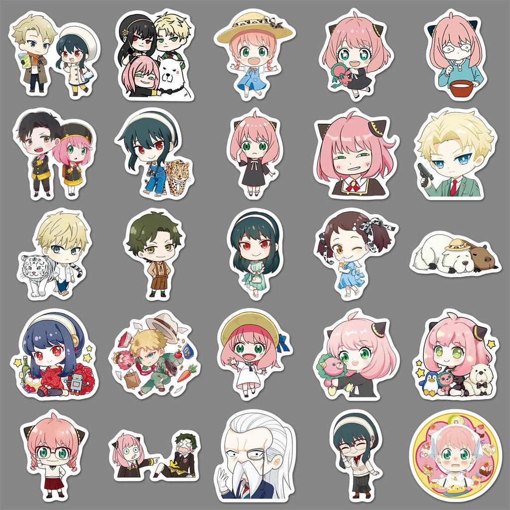 50 Q Version Spy x Family Stickers: Japanese Anime Characters, Cartoon Anya Guka, DIY Decorative Set.