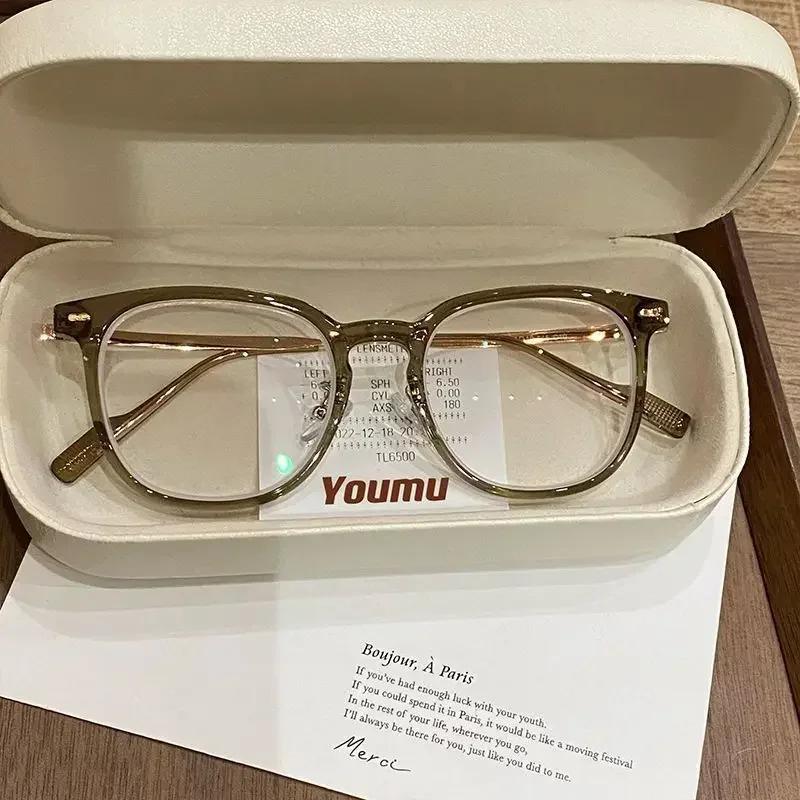 

0 ~ -6.0 Metal Myopia Glasses Anti Blue Light Resin Neutral Style Flat Glasses Black/Brown/Grey Computer Glasses 0 Anti blue light