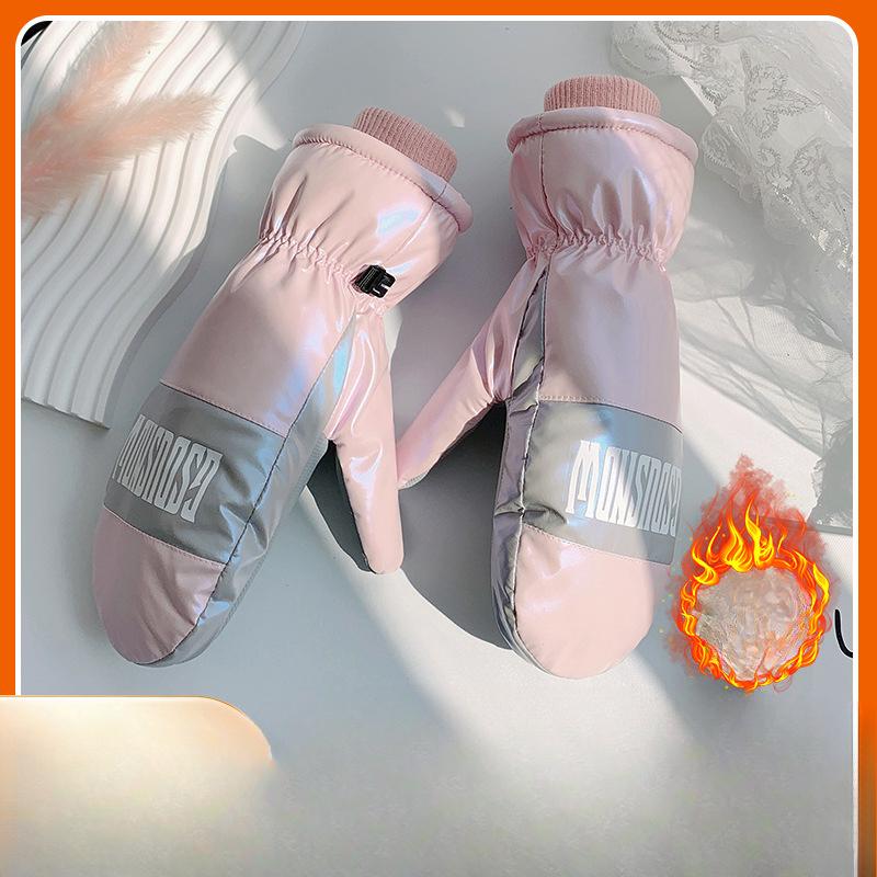 Damen-Winter-Skihandschuhe, Outdoor-Sporthandschuhe, helle Farbe, modisch, wasserdicht, warm und kalt