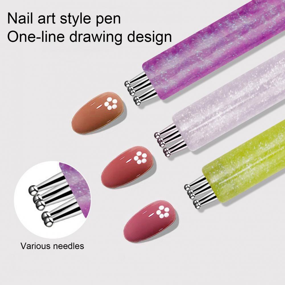 1/4 Stuks Bloem Nail Dotting Pen 5-Bladige Bloem Nail Design Balpen met Roestvrijstalen Bal DIY Manicure Kunst Tools