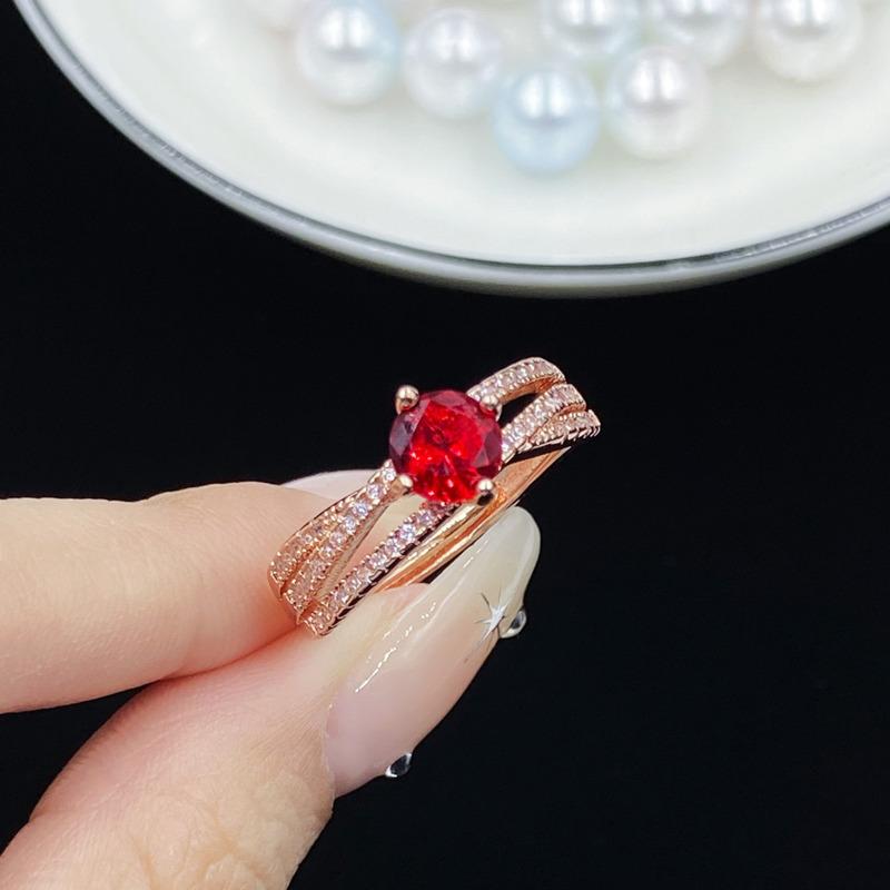 BELLA BOX Simple Rose Gold Three-layer Winding Group Set Ruby Ring Suitable For Women's Daily Party High-end Jewelry