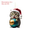 2PCS Cute Cat Theme Christmas Ball Acrylic 2D Decorative Hanging Ornament for Xmas Tree Festive Party New Pendant Supplies